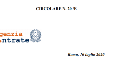 Agenzia delle Entrate_Circolare n.20/E del 10/07/2020