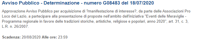Regione Lazio_Determinazione G08483 del 18/07/2020