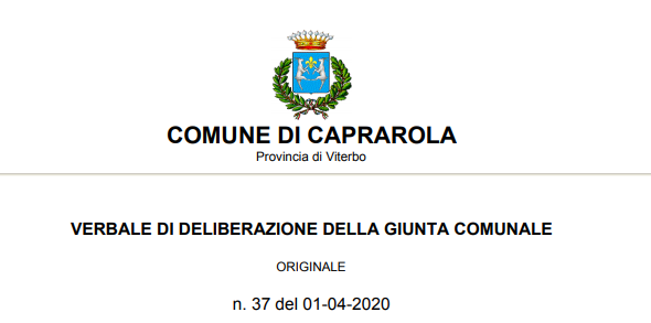 Delibera n37_01/04/2020 Comune di Caprarola