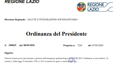 Regione Lazio_Ordinanza Z00039 del 07/05/2020