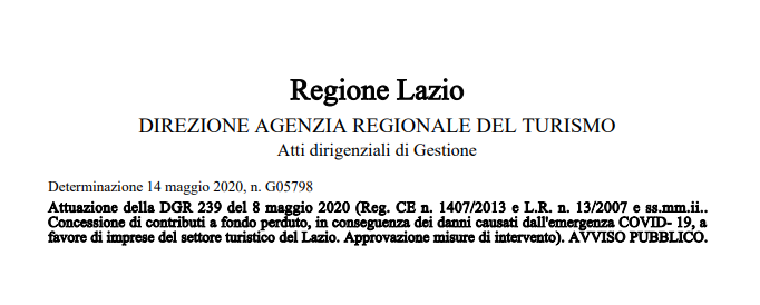 Regione Lazio bando DGR_239/2020