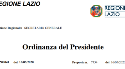 Regione Lazio_Ordinanza Z00041 del 16/05/2020