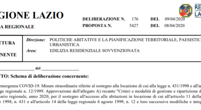 Delibera Regione Lazio N.176 09/04/2020