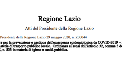 Regione Lazio_Ordinanza Z00044 del 29/05/2020