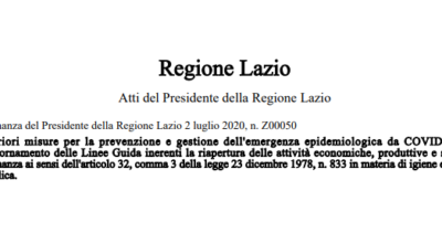 Regione Lazio_Ordinanza Z00050 del 02/07/2020